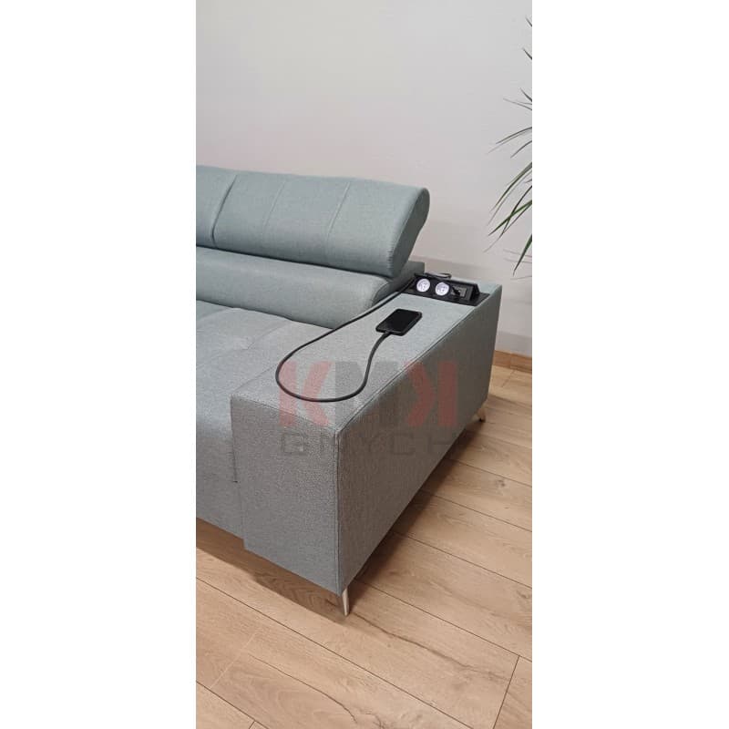 Błękitny narożnik FOKUS z USB 270x202